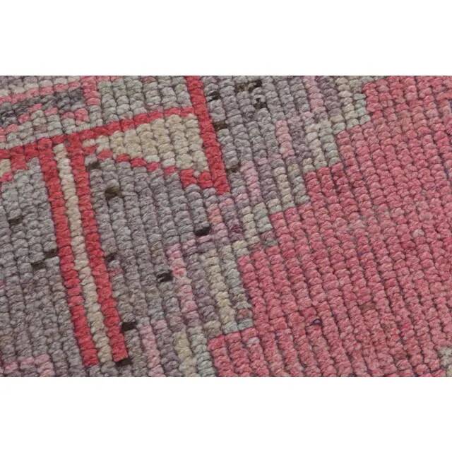 1970s Vintage Turkish Handmade Wool & Cotton Pink Runner Rug 83x307