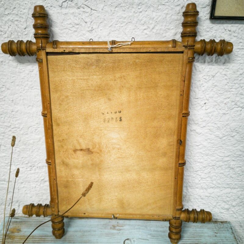 Bamboo-style wooden mirror