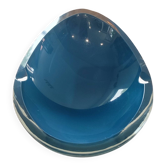 Signed art glass ashtray or bowl – vintage blue design