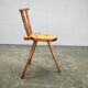 Primitive Solid Beech Folk Chair, Czechoslovakia, 1940s
