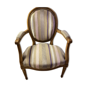 Fauteuil cabriolet Louis XVI tissu