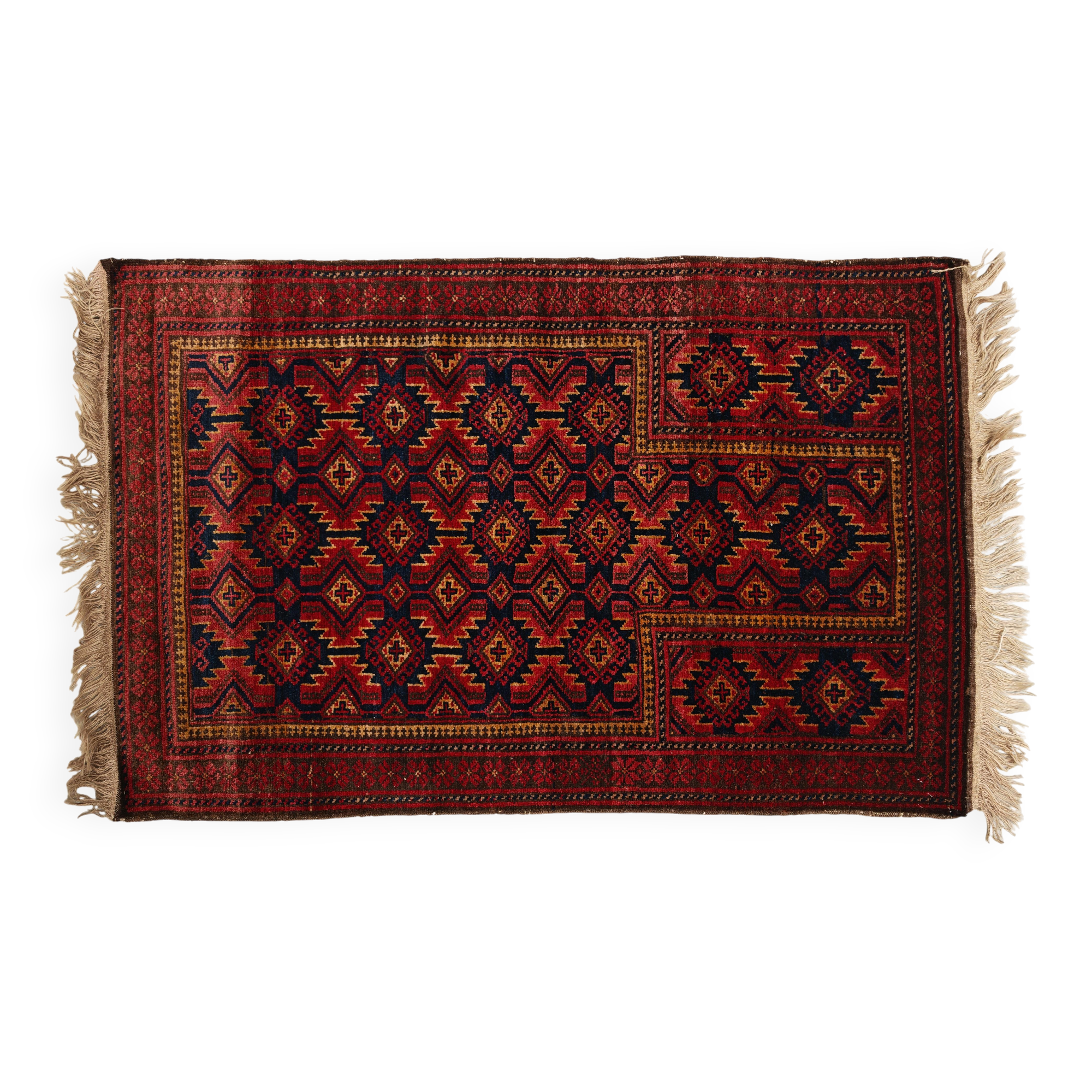 Vintage Baluch prayer rug in wool, Afghanistan 1940s.