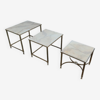Marble and brass nesting table