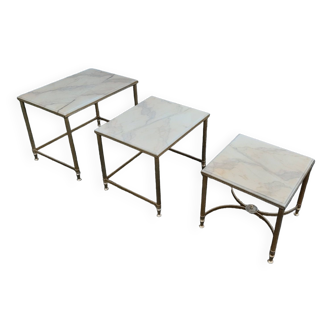 Marble and brass nesting table