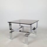 Chrome metal and smoked glass coffee table 70
