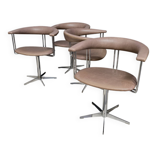 4 chaises pivotantes style Borje Johansen, années 1970