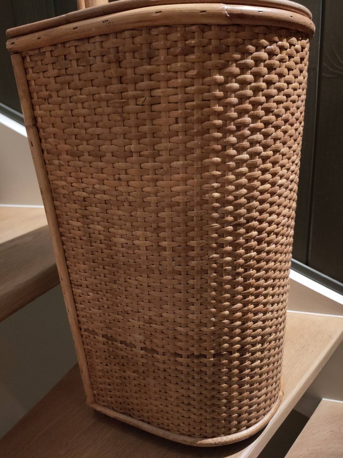 Vintage bamboo and rattan umbrella stand