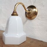Art deco opaline and brass wall light