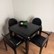 Knoll Orsay set – table & 4 chairs – black lacquered steel & faux leather