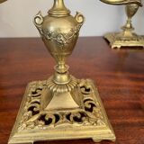 Pair of candle holders in gilded bronze nineteenth century