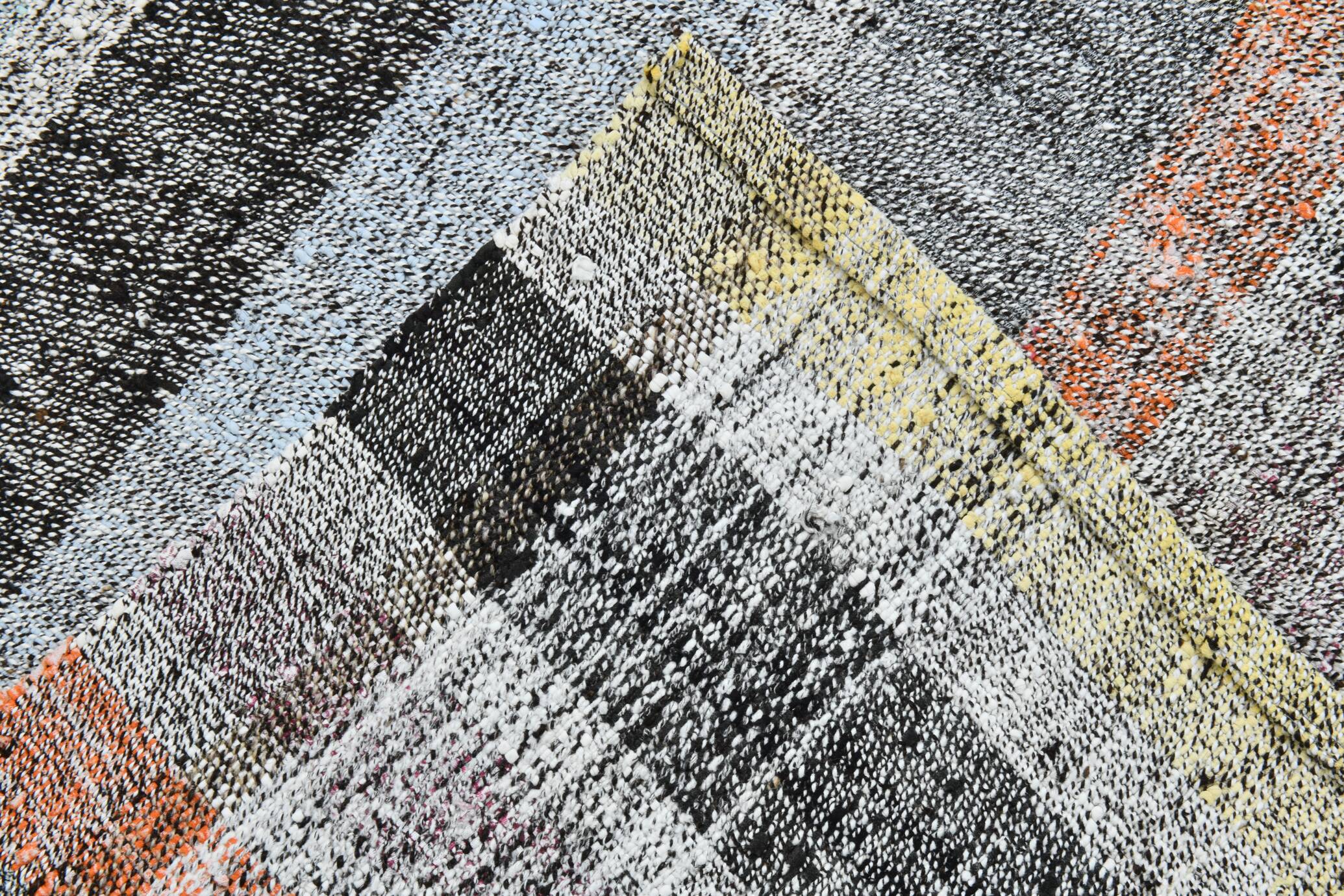 7x10 Yellow Black Striped Vintage Rug, 220x304Cm