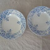 2 Hollow plates Luneville Keller and Guerin decoration blue flowers faience old