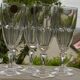 Set of 6 arques crystal champagne flutes. bergamo model.