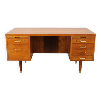 Mid-century Danish teak writing desk with brass details, 1960s