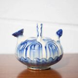 Chevrette pitcher in enamelled terracotta, terracotta gargoulette, folk art pottery, decoration