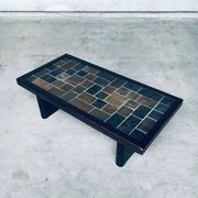 Brutalist Style Slate Tile Inlay Coffee Table, Belgium, 1970s