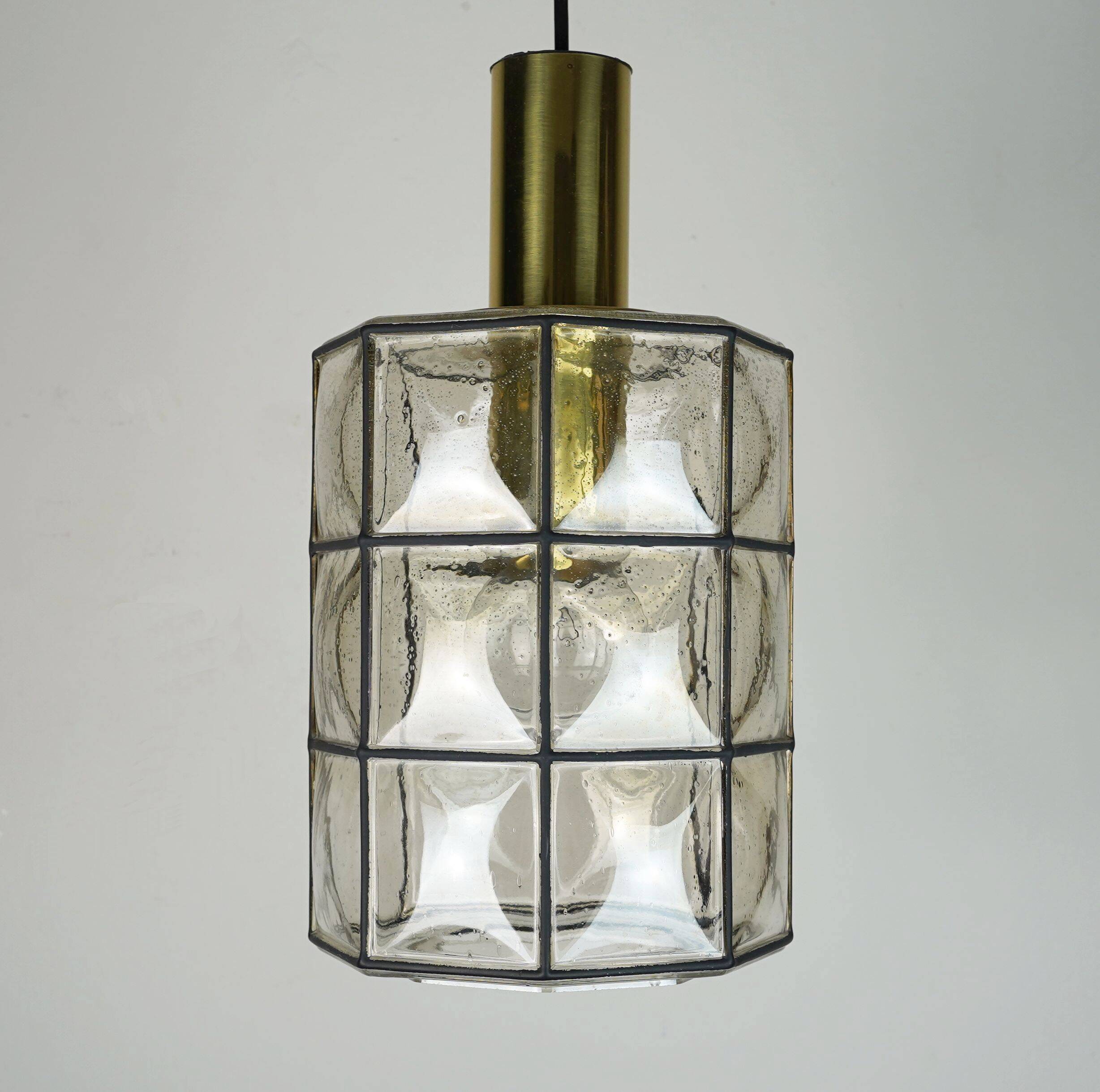 glashuette limburg hanging LAMP 1960's 70's glass pendant light model P292