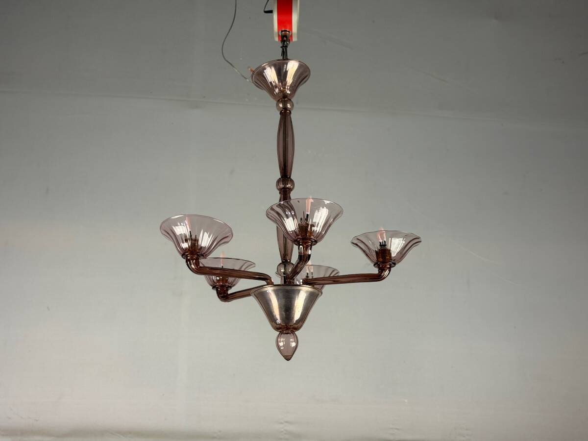 Venetian chandelier in amethyst Murano glass, circa 1920