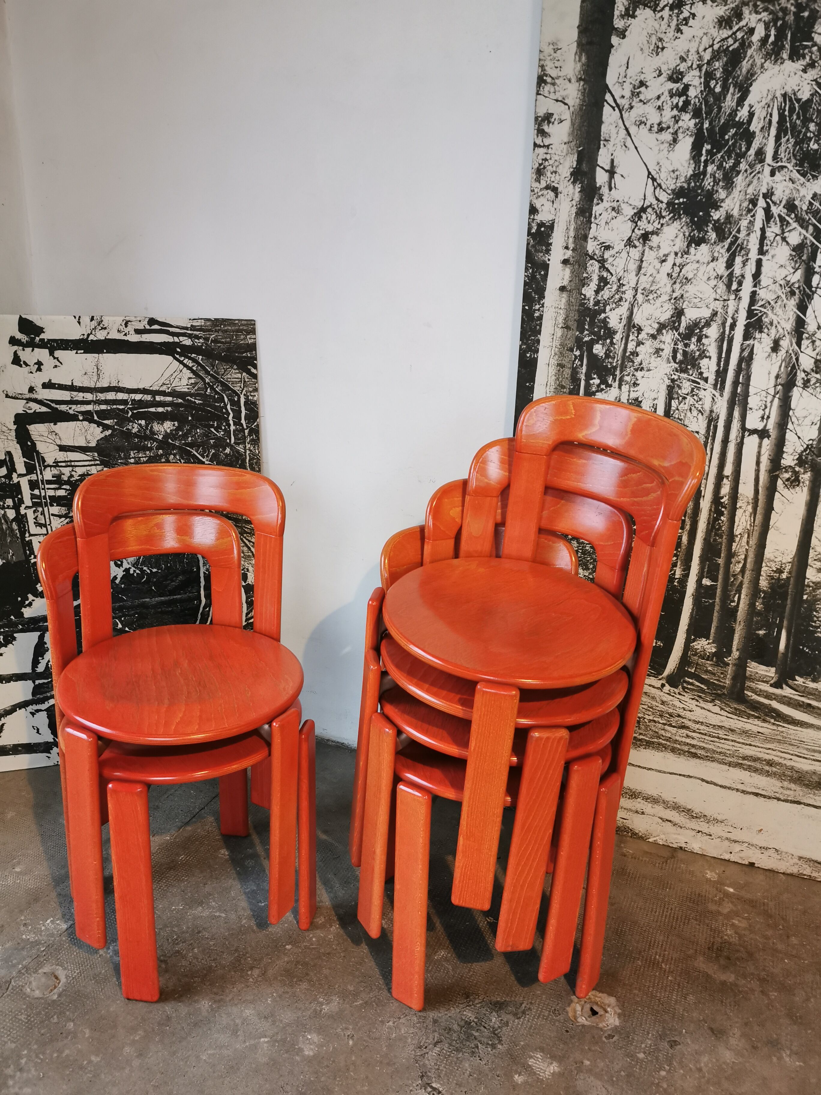 Set of 6 rey chairs by bruno rey for kusch and co