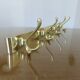 Large wall-mounted coat rack in gold aluminum, 60s-70s