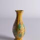Chinese Yellow Glazed Hexagonal Relief Porcelain Vase with Prunus Motif