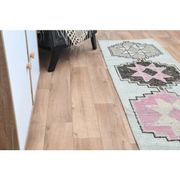 Vintage Turkish Oushak Pink Brown Wool Rug 72x312