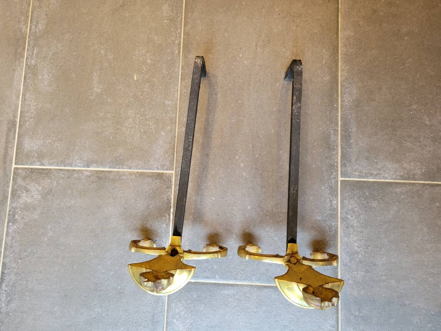 Gilded bronze andirons