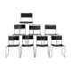 Set of 8 Italian Chairs in leather and steel, 1970
