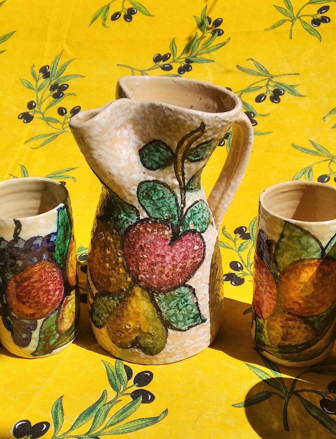Sanguino Toledo Sangria Pitcher and Six Cylinder Glasses