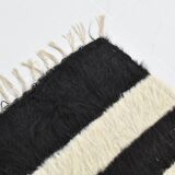 4x7 Cream & Black Angora Kilim Rug, 135x206Cm