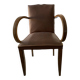 Fauteuil bridge à dossier "moustache" - Art déco -En simili cuir chocolat