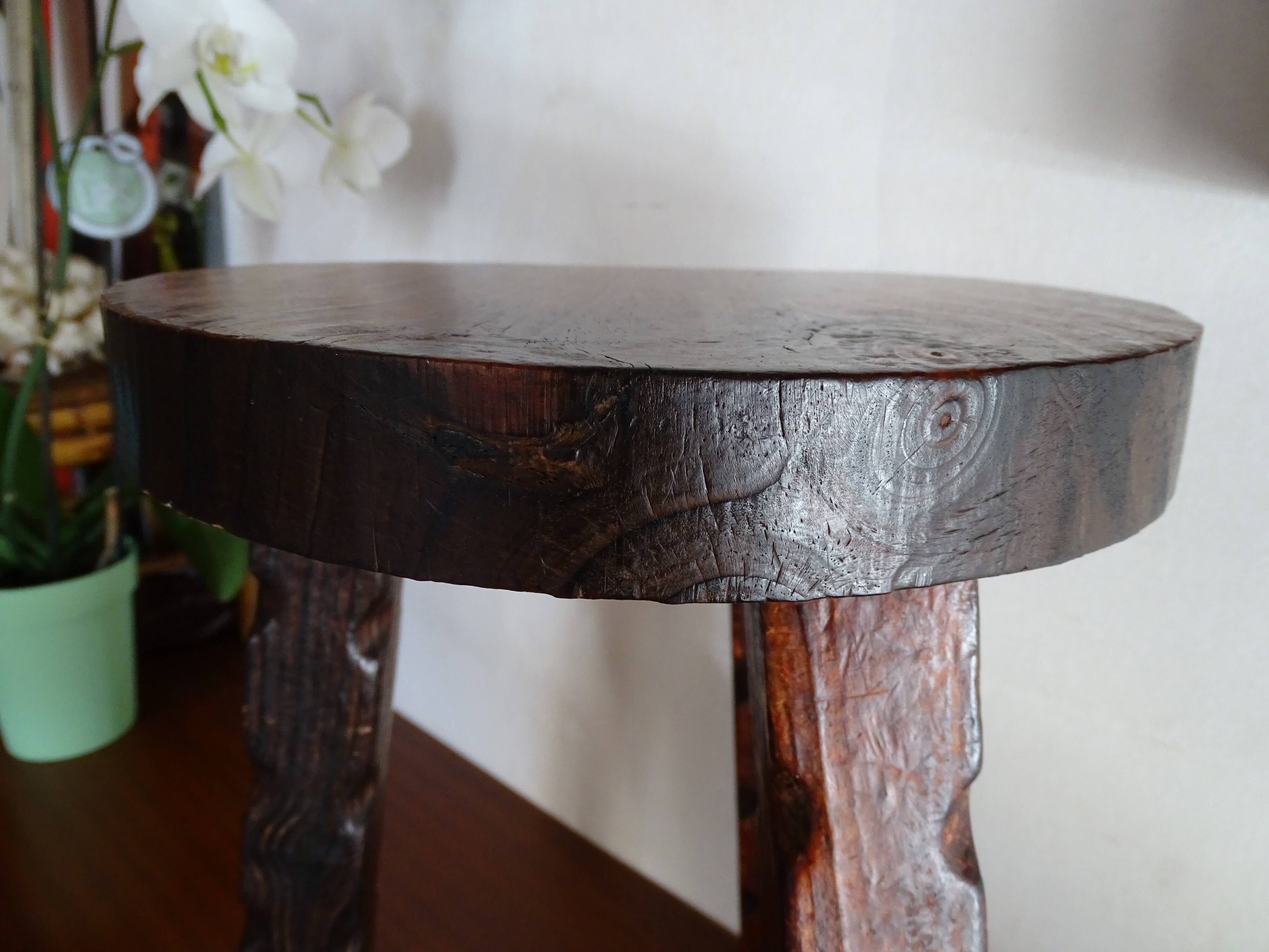 Stool feet tripod brutalist wood