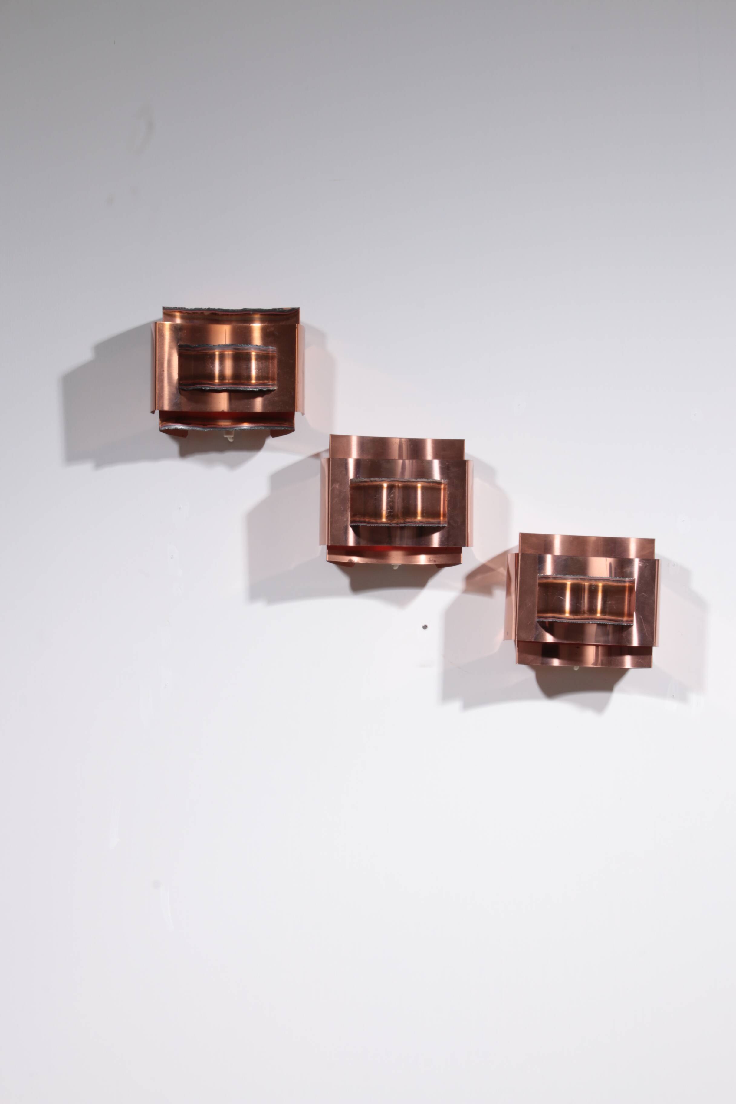Wall lamps Svend Aage Holm Sørensen brutalist and copper,1960