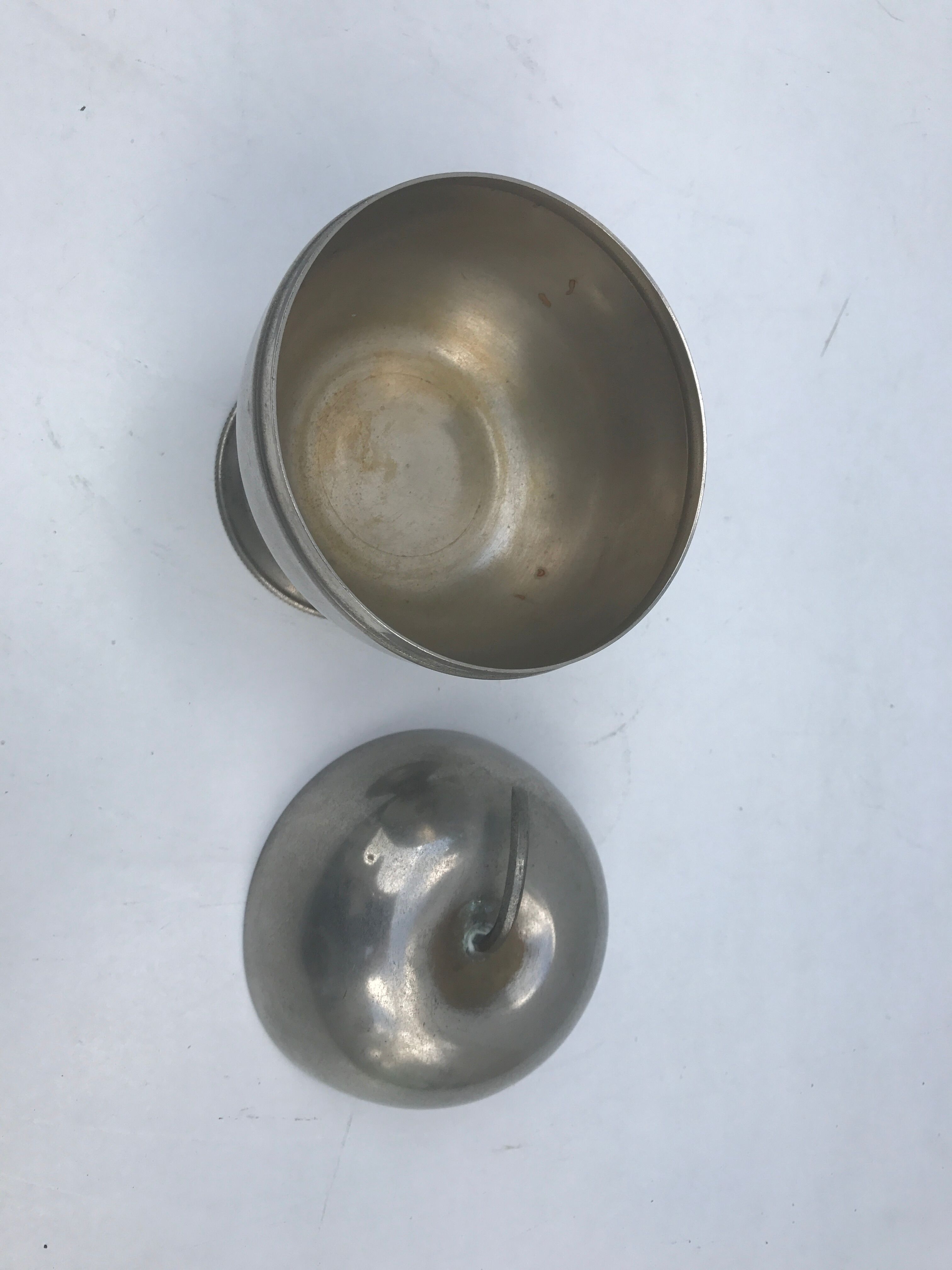 Old silver metal ice bucket Apple vintage
