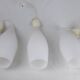 Superb set of three Holmegaard white opaline glass pendant lights