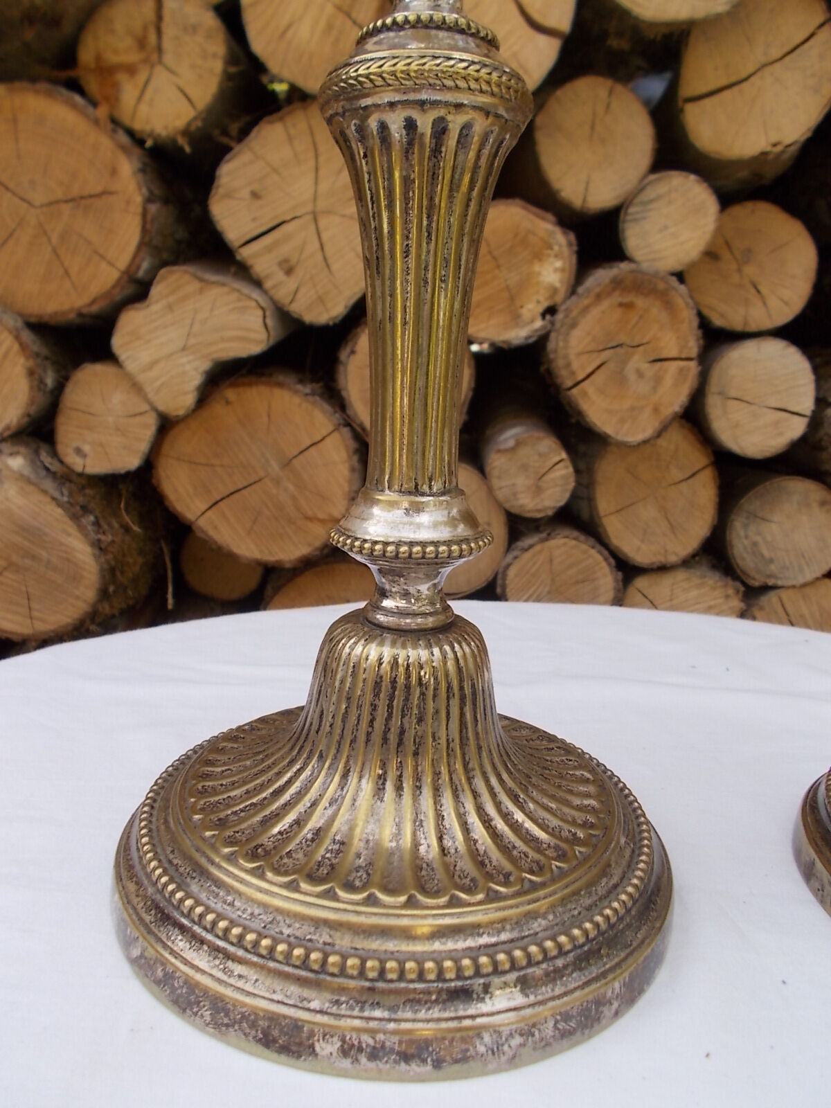 Pair of silver metal candlesticks