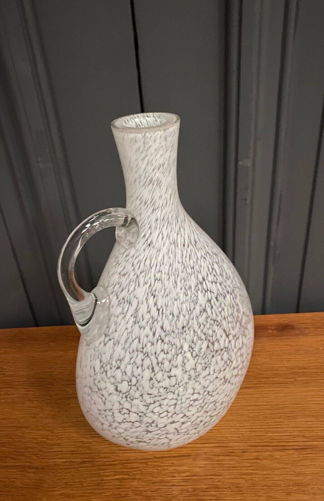 Pitcher vase in the shape of a gourd 1940 gray speckled on a white background