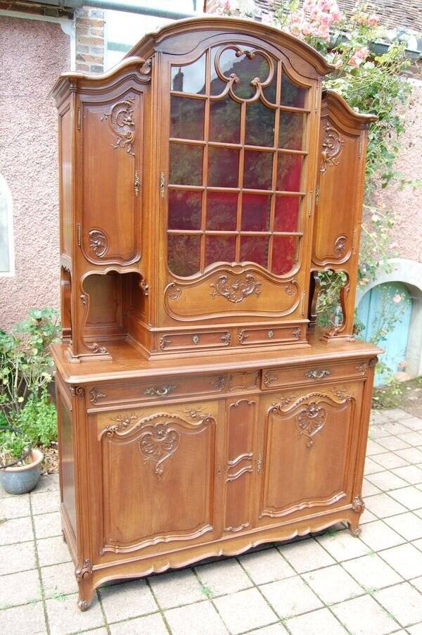 Buffet deux corps Napoléon III en noyer fin du 19e siècle