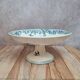 Antique compote dish in ironstone HBCM Choisy-le-Roi Louis XVI model with bird decoration.
