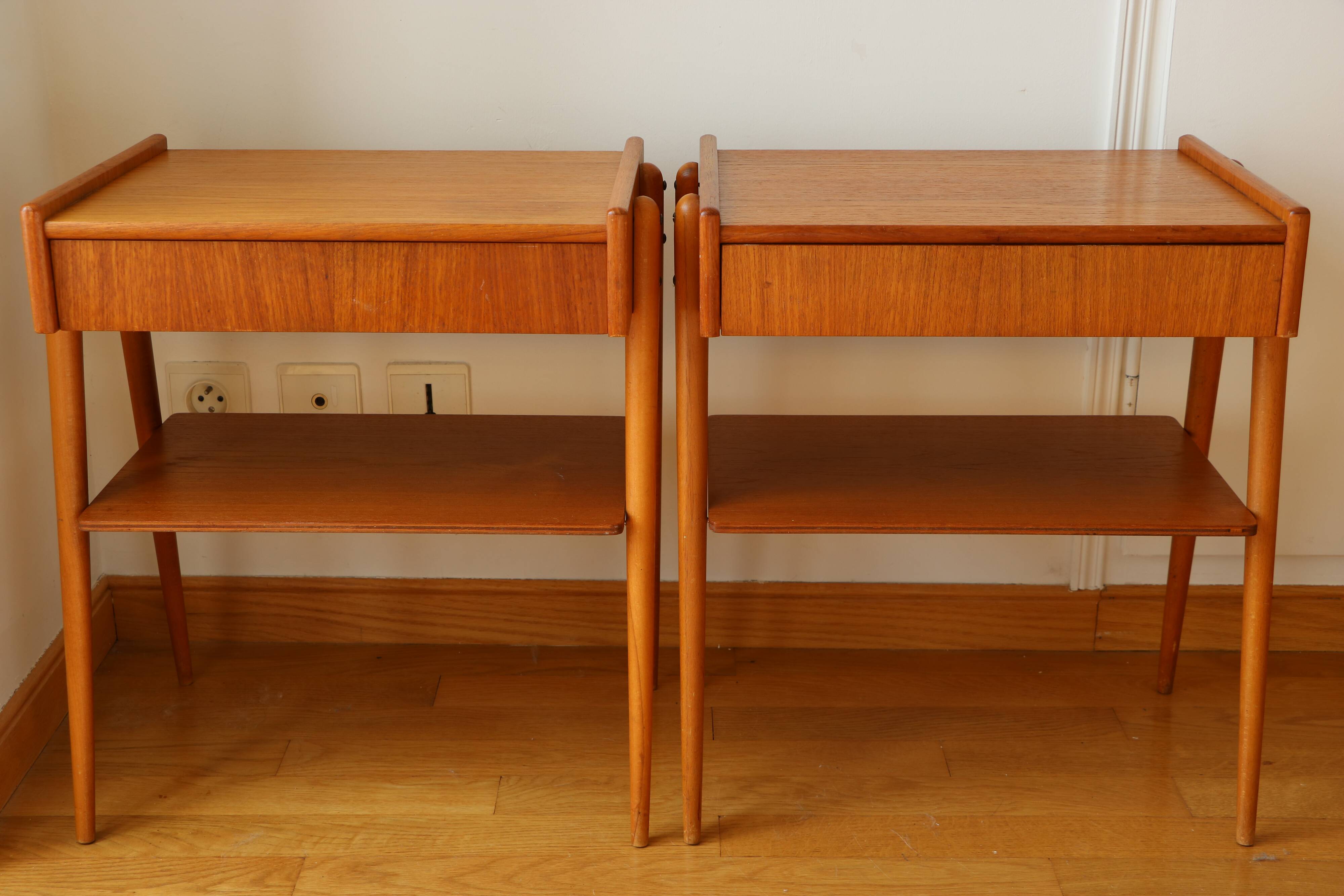 Pair of teak bedside tables, Carlström Möbelfabrik, Sweden 1960