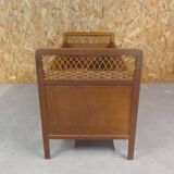 Lit en rotin et bois pieds compas enfant vintage