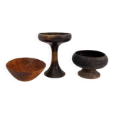 3 African wooden cups