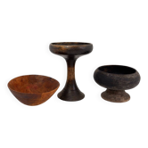3 African wooden cups