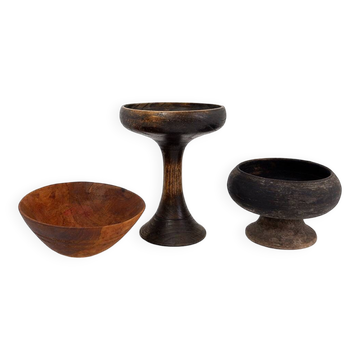 3 coupes africaines en bois