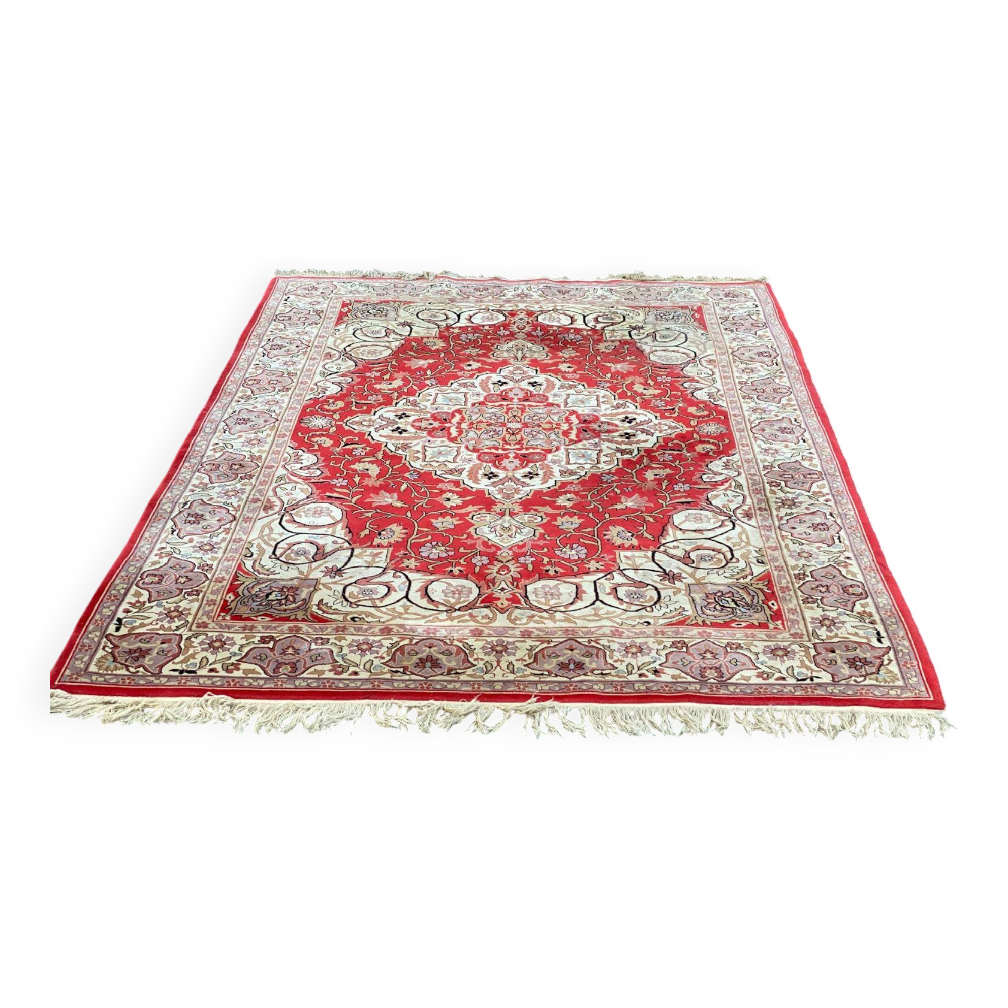 Vintage Persian Oriental Rug in Red Wool 200x300