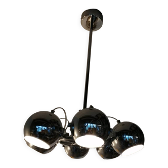 Chandelier 70/80," present time", 6 chrome globes