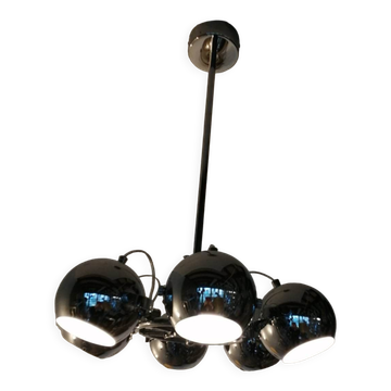 Chandelier 70/80," present time", 6 chrome globes