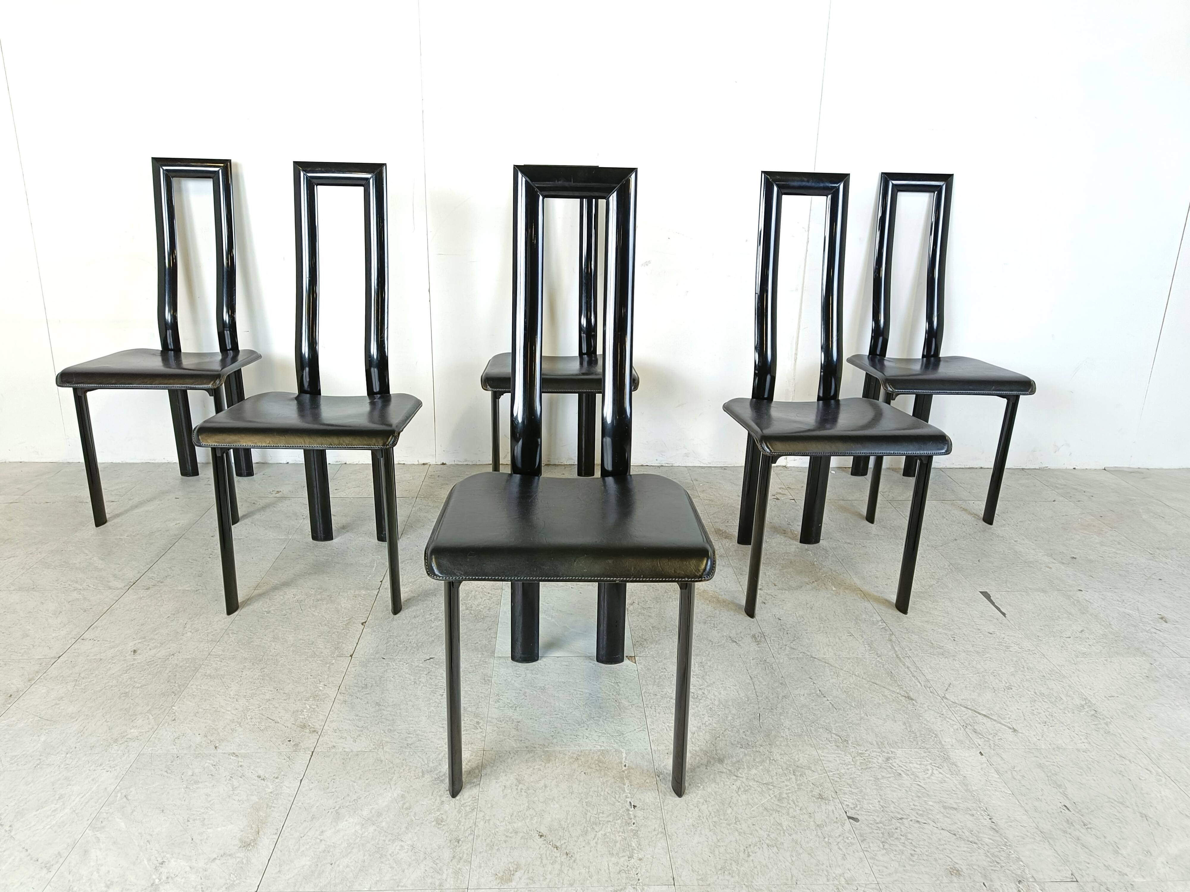 Italian Model Regia Dining Chairs by Antonello Mosca for Ycami, 1980s, Set of 6