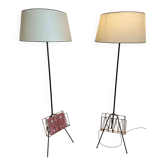 Pair of 1950s tripod floor lamps