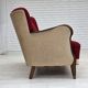 1950s, Danish 3-seater sofa, original red/beige furniture wool.